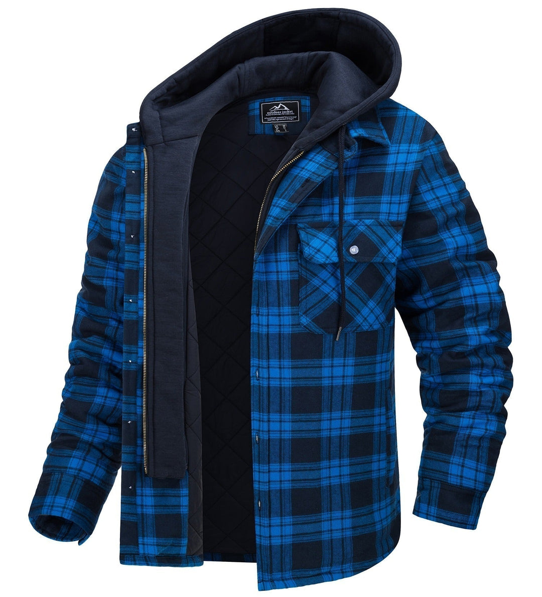 Checkered men's vest with hood and warm lining – Ethan