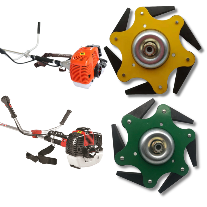 Robust brush cutter head with 6 steel blades – TrimmBlade