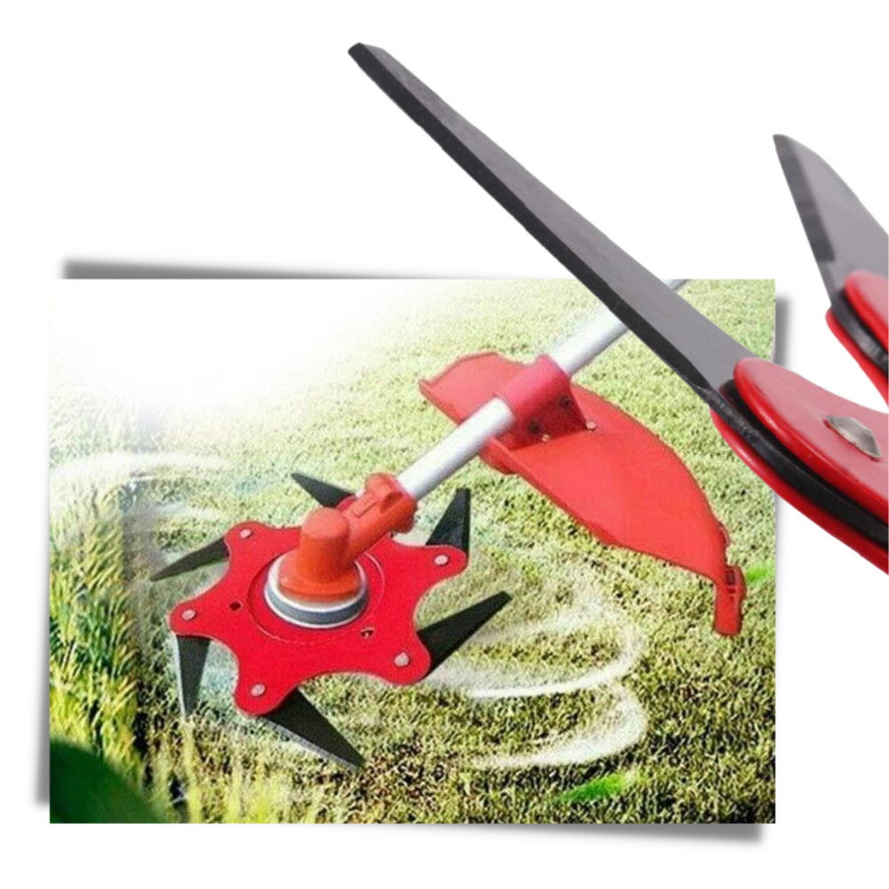 Robust brush cutter head with 6 steel blades – TrimmBlade
