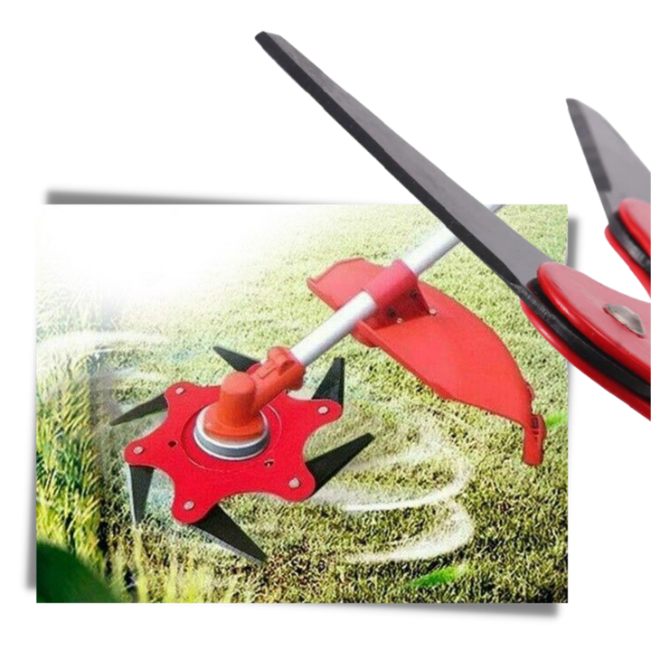 Robust brush cutter head with 6 steel blades – TrimmBlade