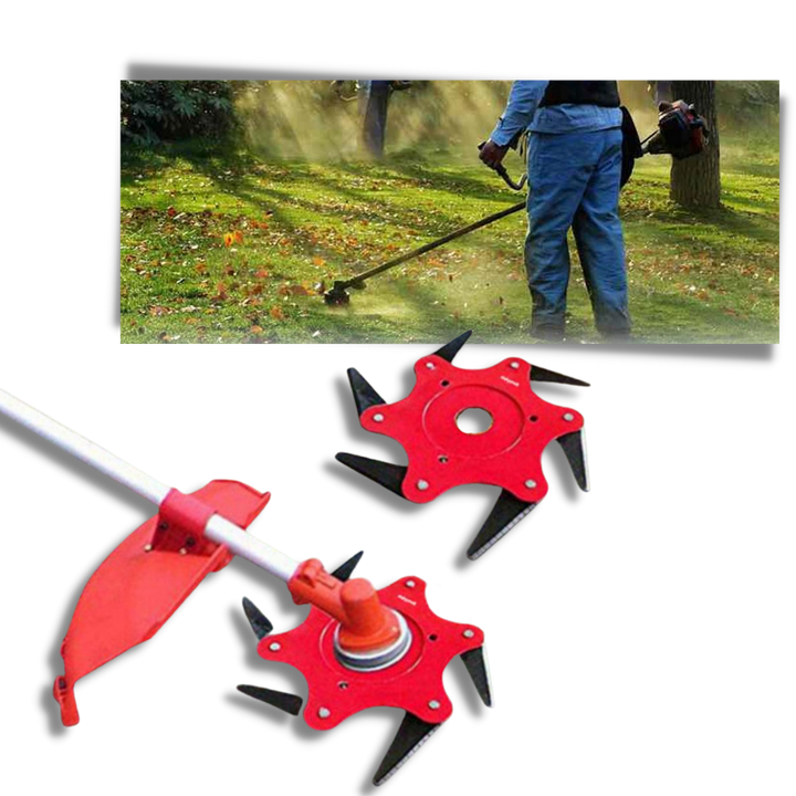 Robust brush cutter head with 6 steel blades – TrimmBlade