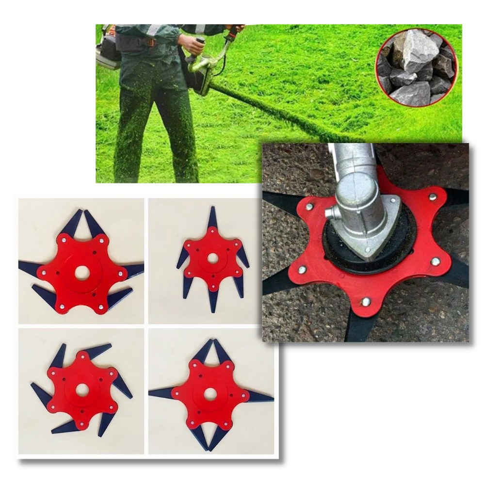 Robust brush cutter head with 6 steel blades – TrimmBlade