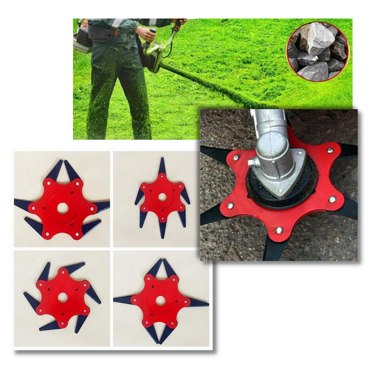 Robust brush cutter head with 6 steel blades – TrimmBlade