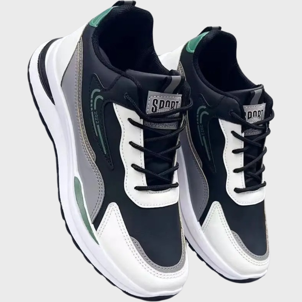 Schwarze und weiße Sportschuhe aus PU-Leder, modisches Design, Herren Sneaker.