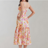 Blumenmuster Midi-Party Kleid – Mireille