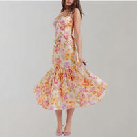 Blumenmuster Midi-Party Kleid – Mireille