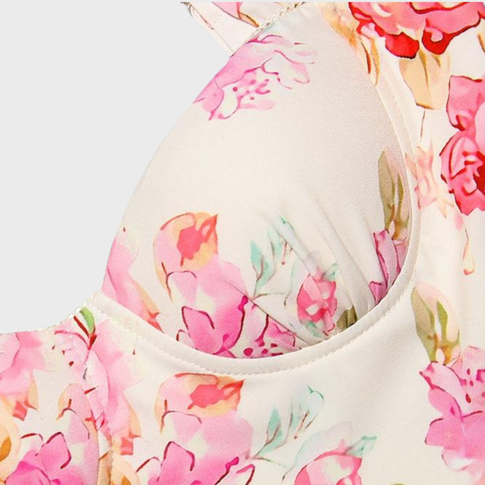 Blumenmuster Midi-Party Kleid – Mireille