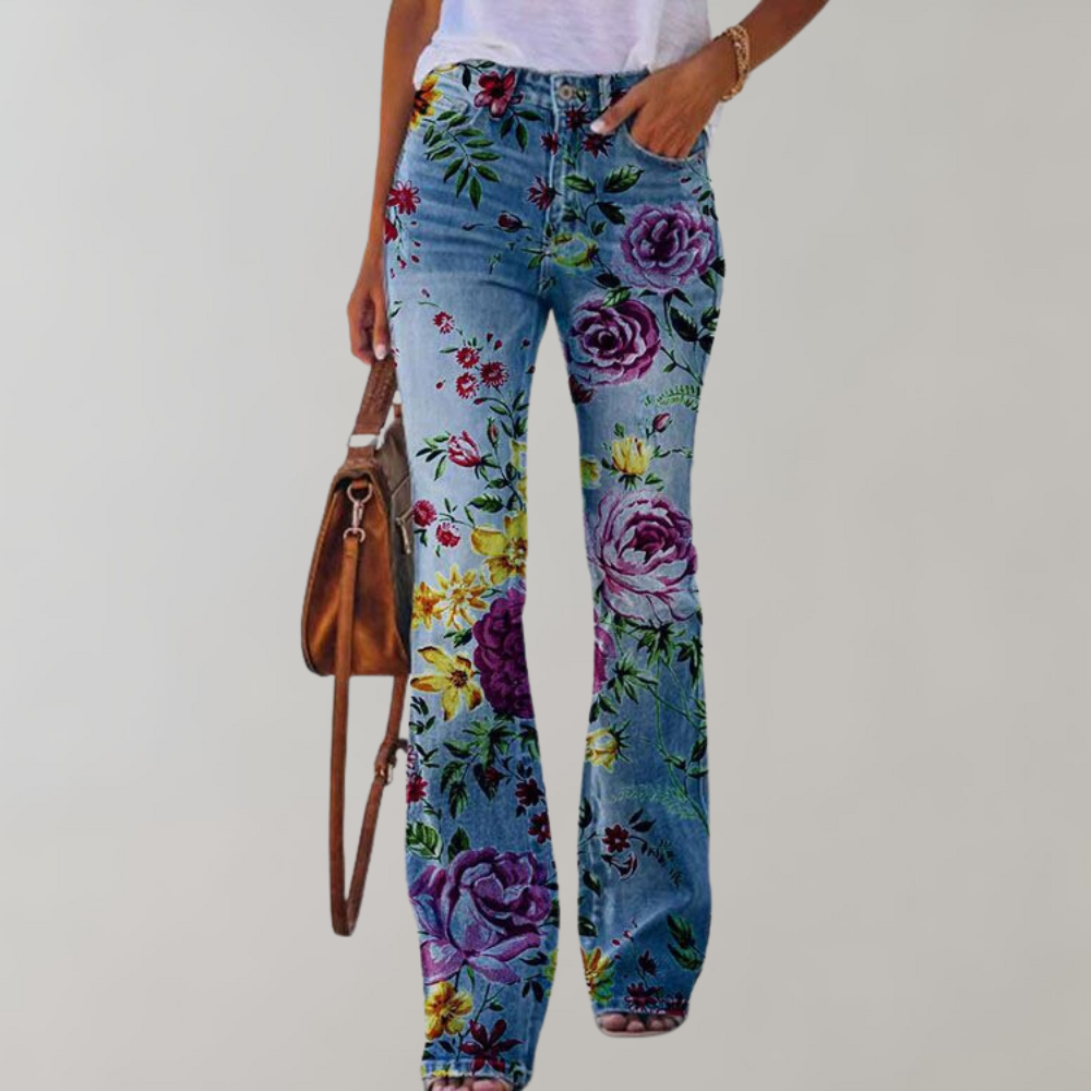Flared jeans med knapper - Rosa