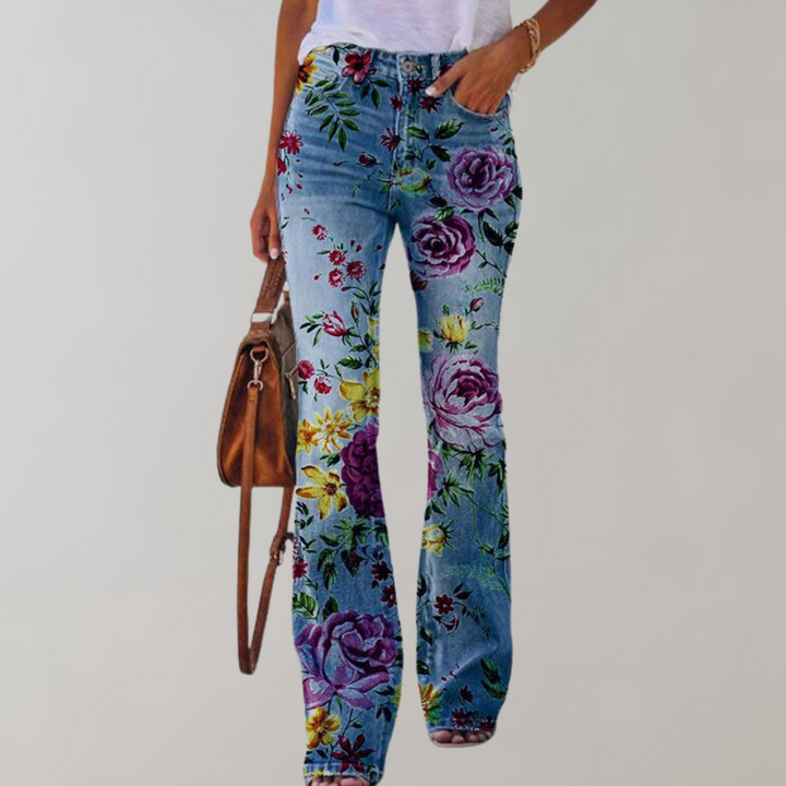 Flared jeans med knapper - Rosa