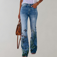 Flared jeans med knapper - Rosa