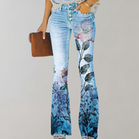 Flared jeans med knapper - Rosa