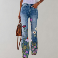 Flared jeans med knapper - Rosa