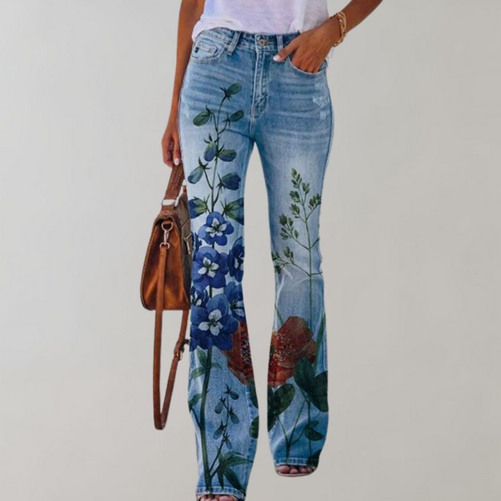 Flared jeans med knapper - Rosa