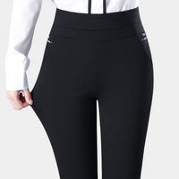 Schwarze Damenhose, elastisch, hohe Taille, elegant, Business-Look, bequem, modisch.