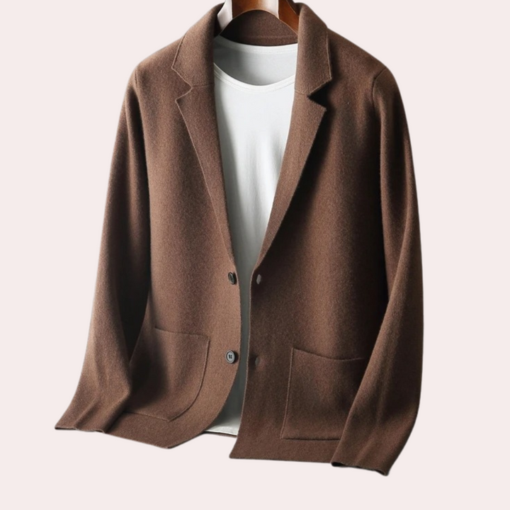 Men's jacket made of 100% wool with notch lapel and welt pockets – Ewan