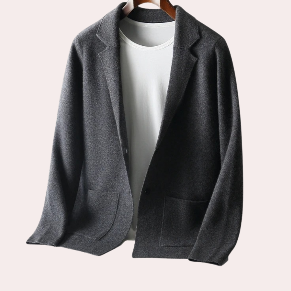 Men's jacket made of 100% wool with notch lapel and welt pockets – Ewan