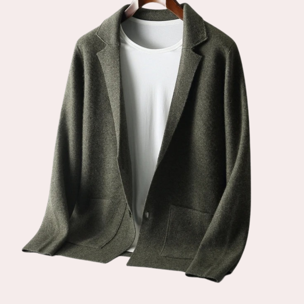 Men's jacket made of 100% wool with notch lapel and welt pockets – Ewan