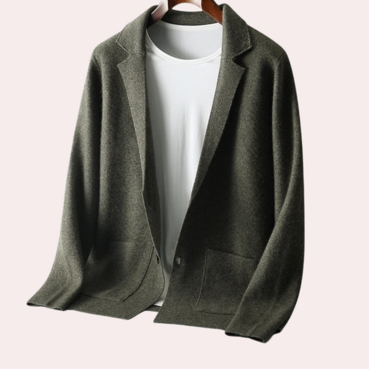 Men's jacket made of 100% wool with notch lapel and welt pockets – Ewan