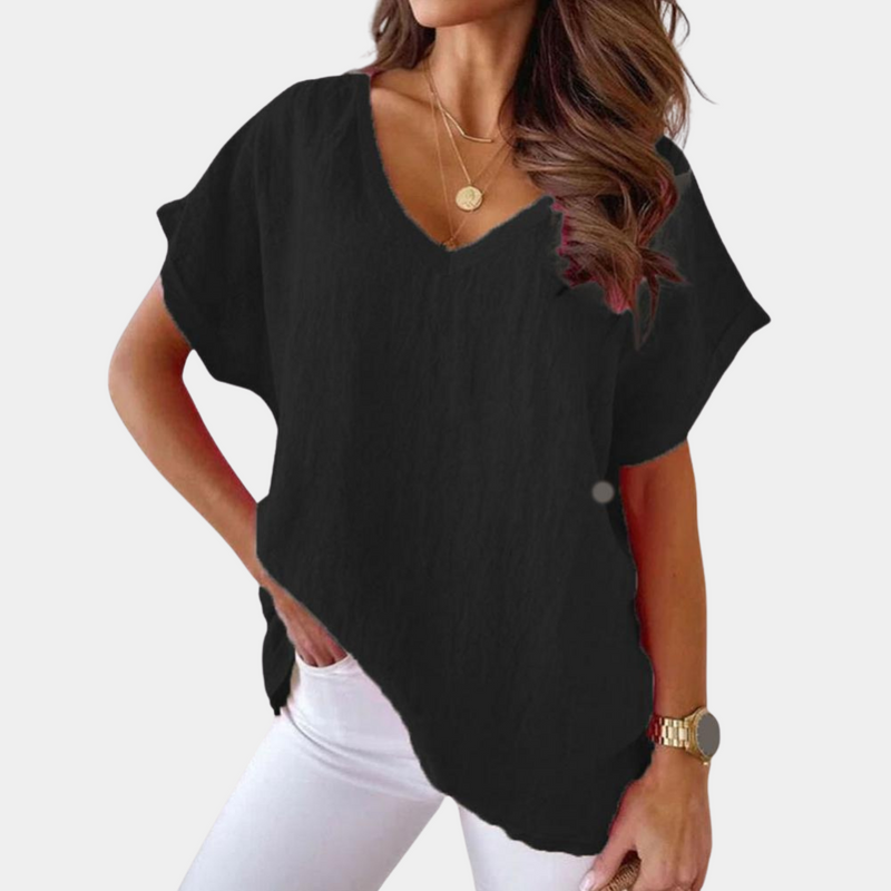 Camiseta casual para mujer con escote en V – Yuna