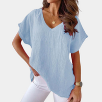Airy V-neck Linen Blouse with Loose Fit – Mailin