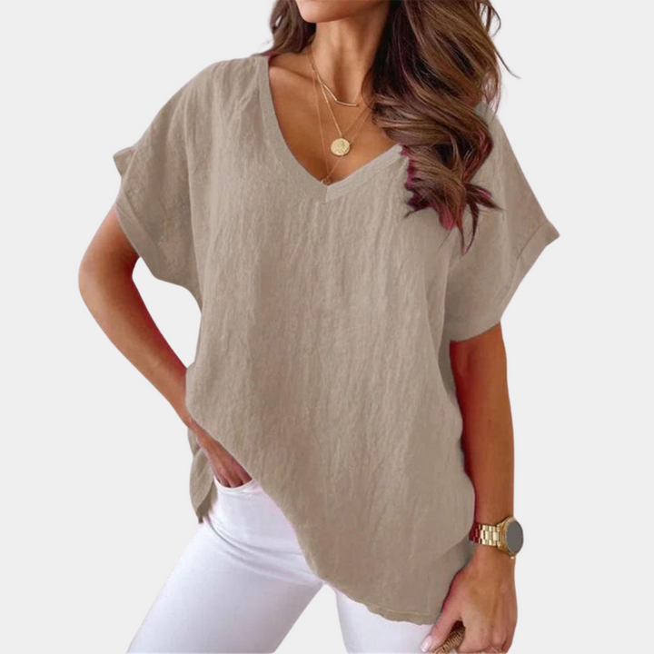 Camiseta casual para mujer con escote en V – Yuna