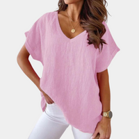 Airy V-neck Linen Blouse with Loose Fit – Mailin