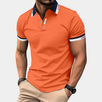 Orange Herren-Poloshirt, kurzärmelig, Baumwolle, modisch, Freizeitkleidung.