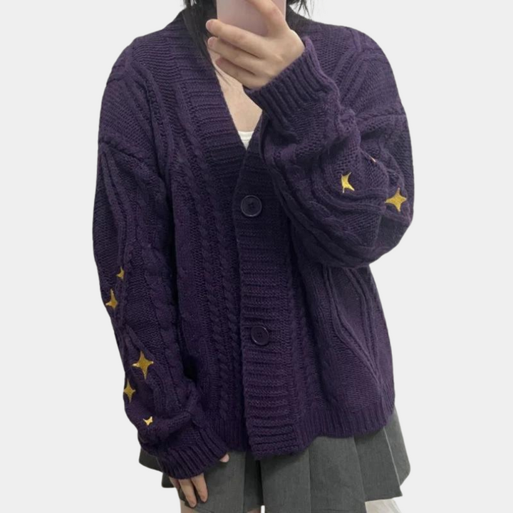 Strickjacke für Damen mit Erdbeer-Details – Poppy