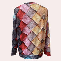 Bunter Strickpullover mit Rautenmuster, Damenmode, Herbstkollektion, weiches Material