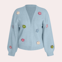 Chaqueta de punto para mujer con flores 3D – Maribel