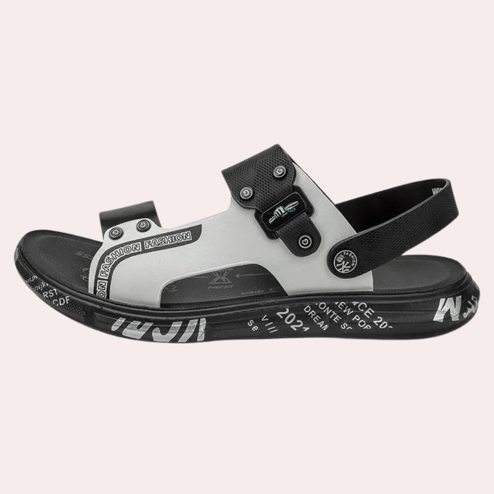 Schwarze und weiße Sandale, Herren, modisch, bequem, Sommer, rutschfest, Freizeit.