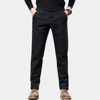 Schwarze Herren-Chinohose, Baumwolle, elegant, lässig, Taschen, modisch, bequem.