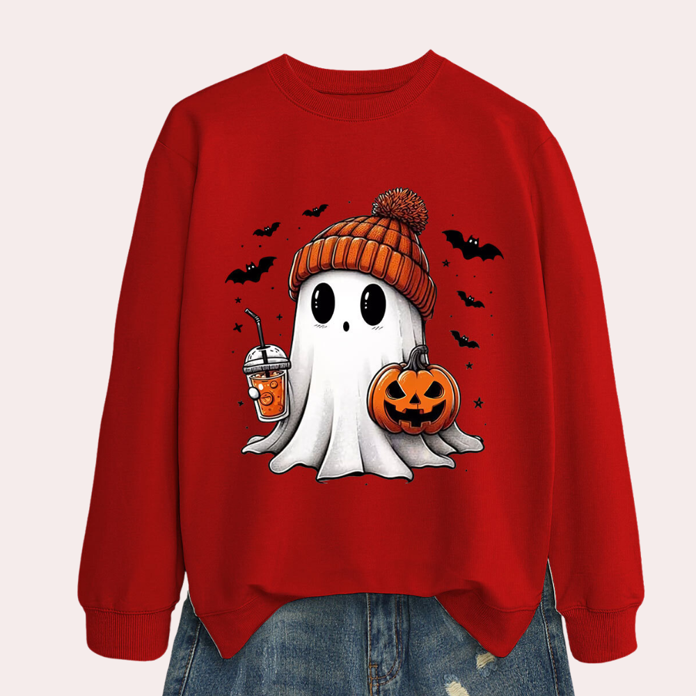 Women's Halloween Sweatshirt with Ghost Print – Liora