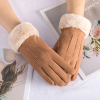 Trendy women's gloves made of suede - Mirella