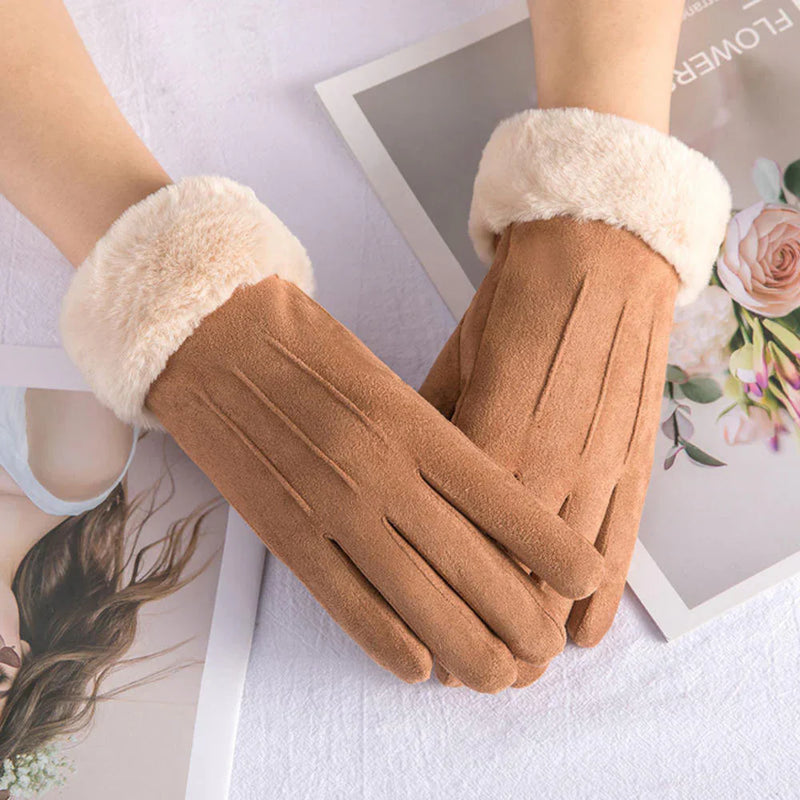 Trendy women's gloves made of suede - Mirella