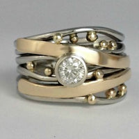 Vintage Golden Ring with Set Zirconia - Ameline