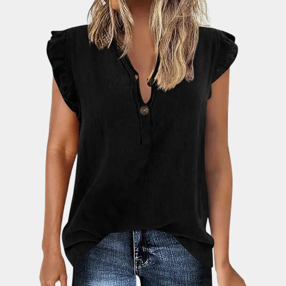 Lockere Damen Sommerbluse mit Knopfleiste – Léa