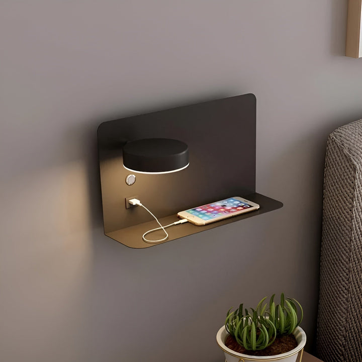 LED-Wandlampe mit USB-Ladegerät und Schalter - GlowPort