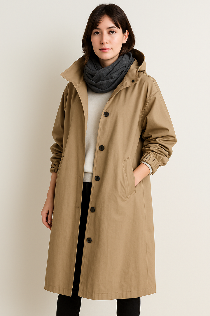 Long Women's Trench Coat with Hood – Ranya Autumn Edition