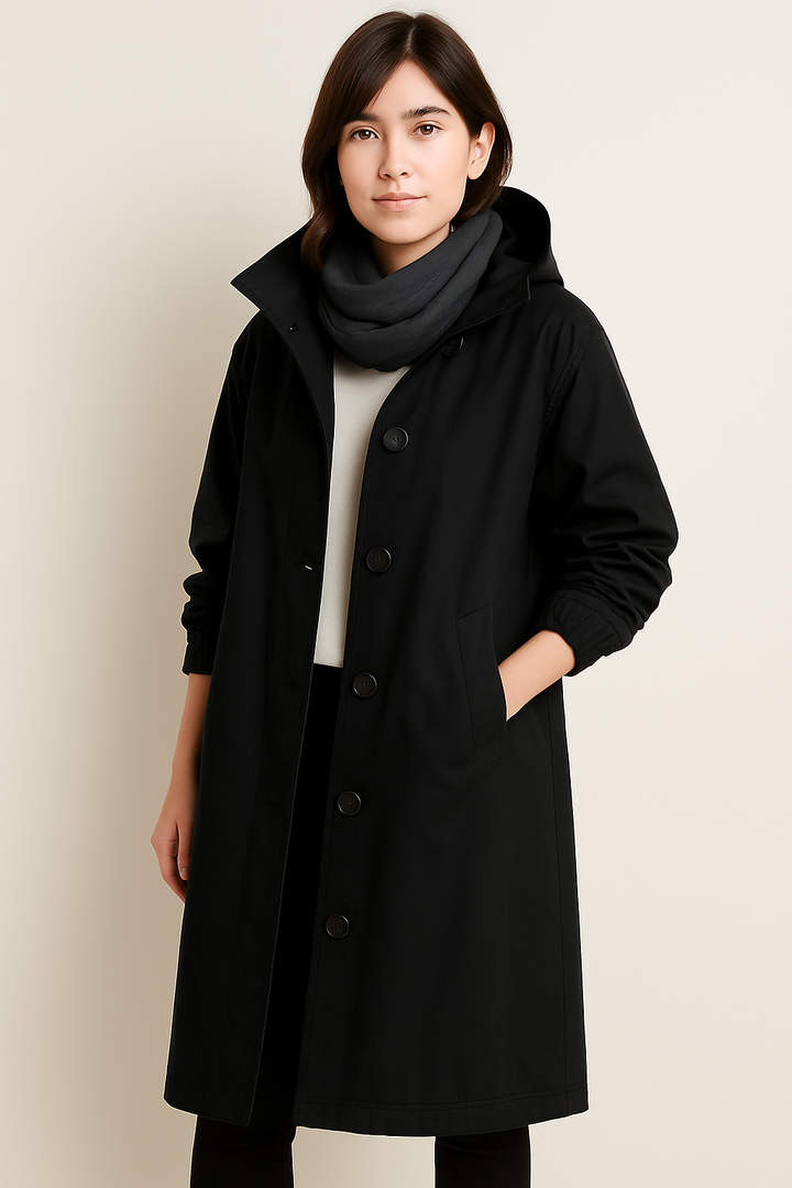 Long Women's Trench Coat with Hood – Ranya Autumn Edition