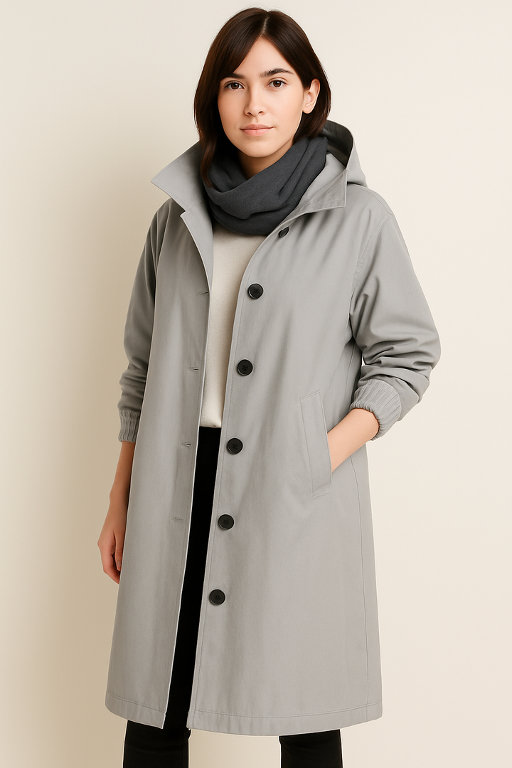 Long Women's Trench Coat with Hood – Ranya Autumn Edition