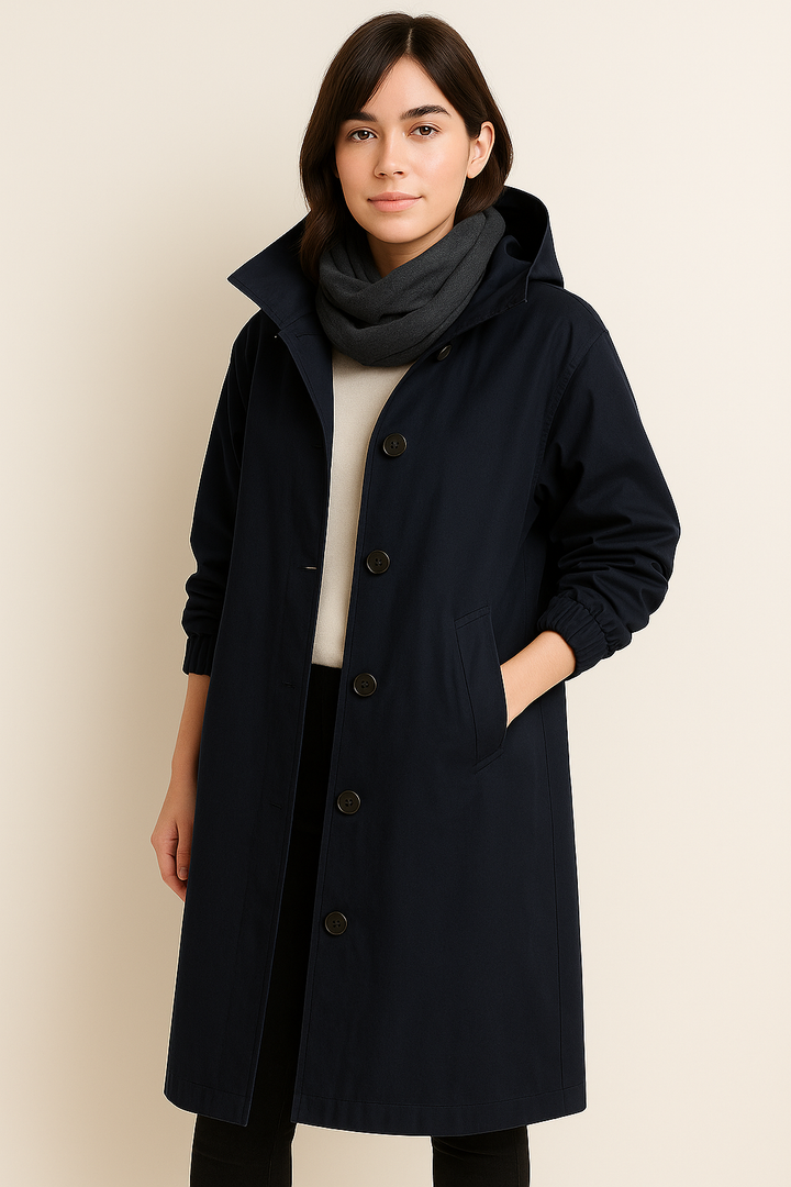 Long Women's Trench Coat with Hood – Ranya Autumn Edition