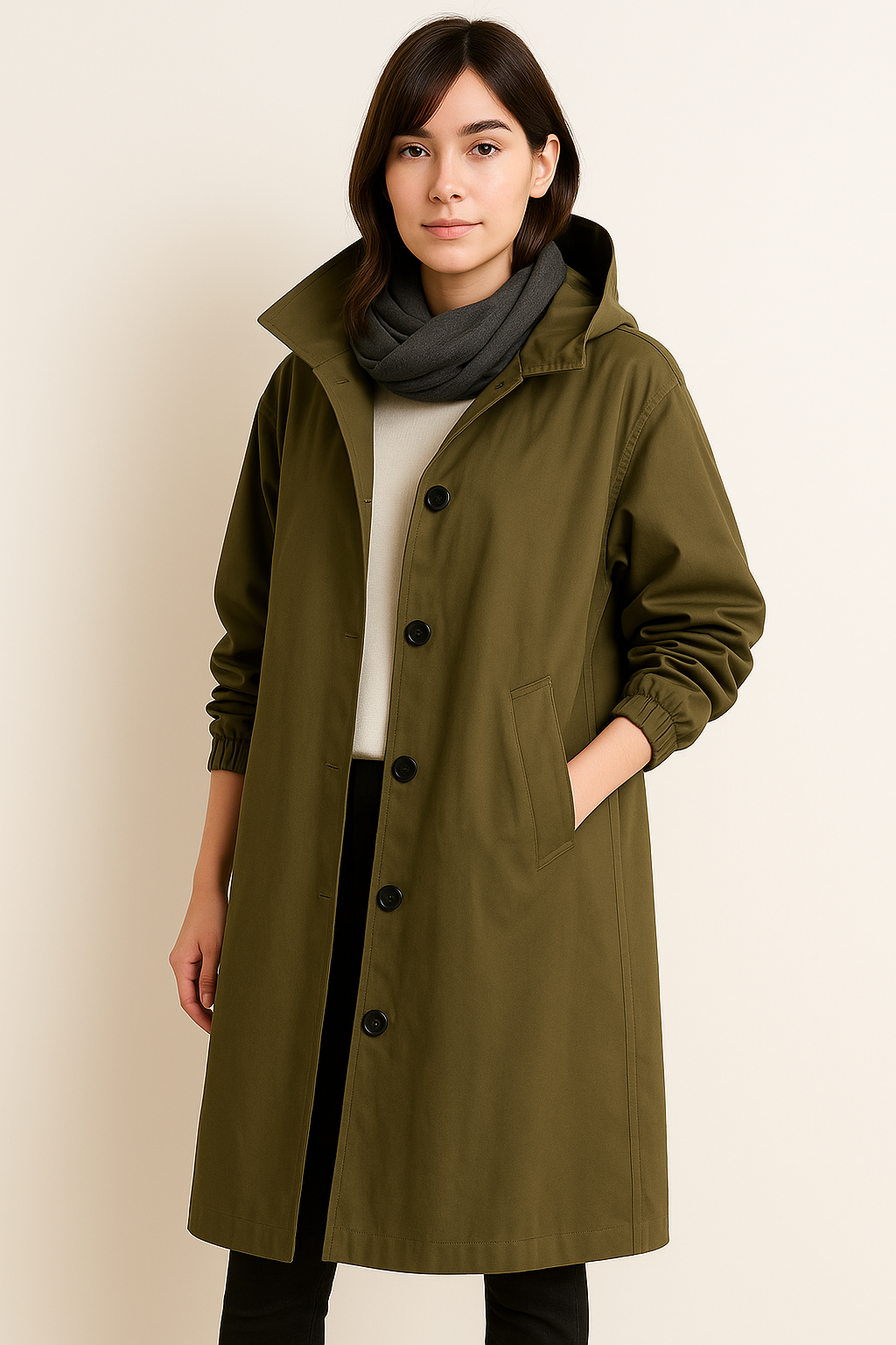 Long Women's Trench Coat with Hood – Ranya Autumn Edition