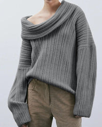 Casual Knitted Sweater with One Shoulder – LuxeOne