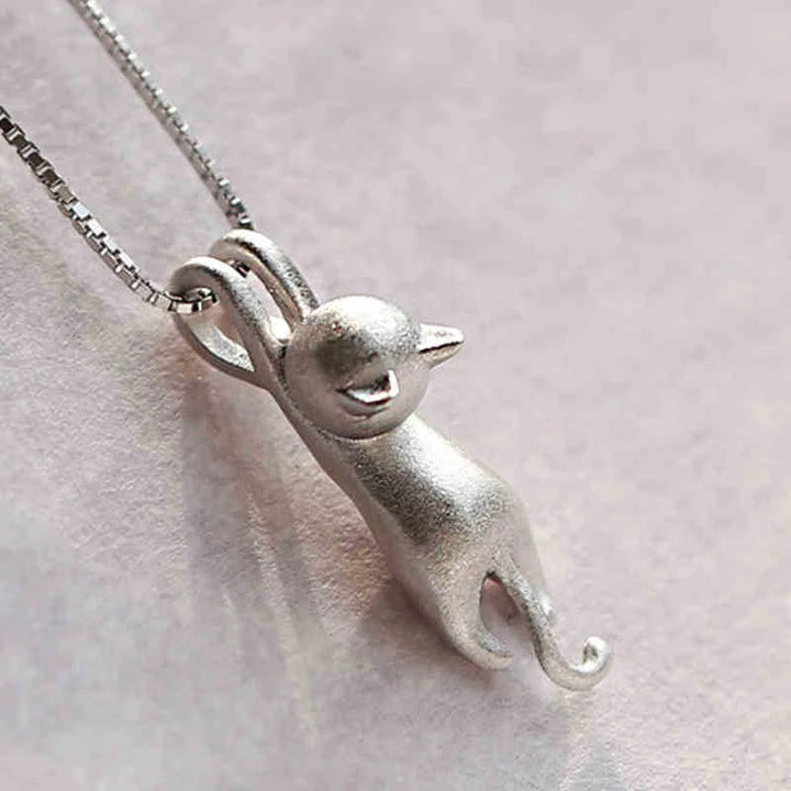 925 Sterling Silver Playful Kitty Necklace - Mia