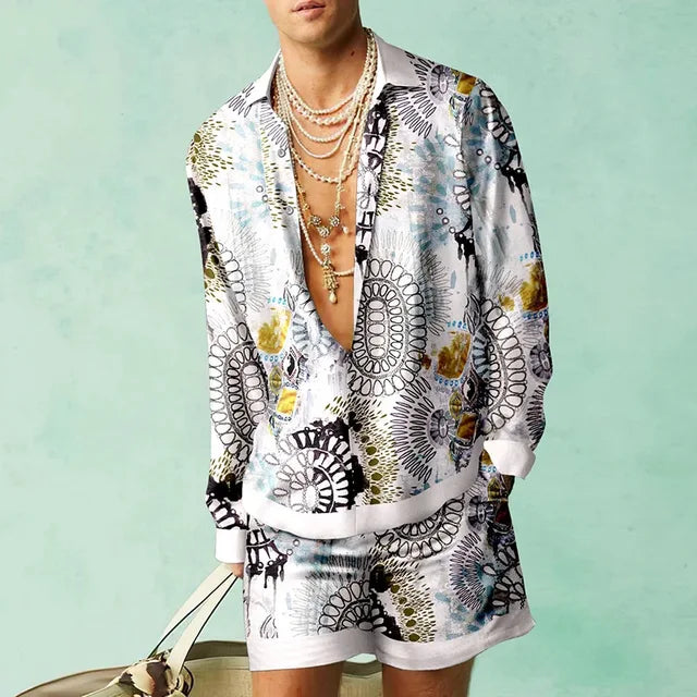 Trendy Hawaii-sæt med silkeagtig finish til herrer – Fabio