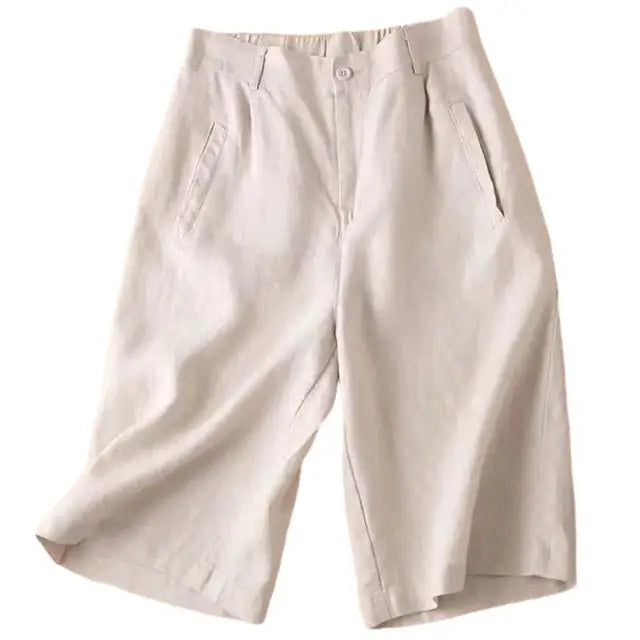 Women's summer shorts made of linen-cotton in knee length – Elvira