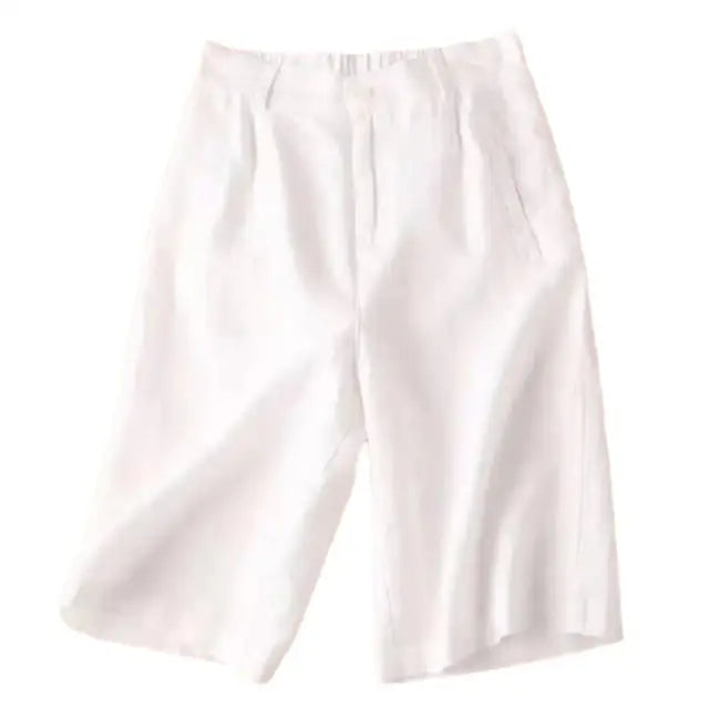 Women's summer shorts made of linen-cotton in knee length – Elvira