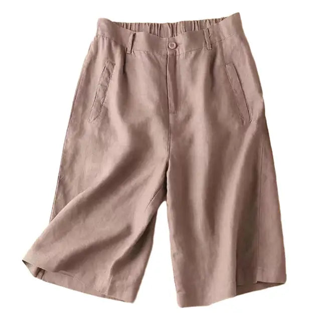 Women's summer shorts made of linen-cotton in knee length – Elvira