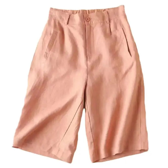 Women's summer shorts made of linen-cotton in knee length – Elvira
